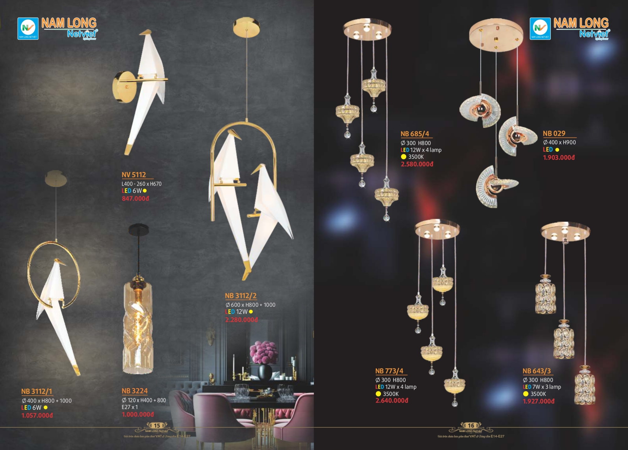 Bảng giá đèn trang trí Nam Long